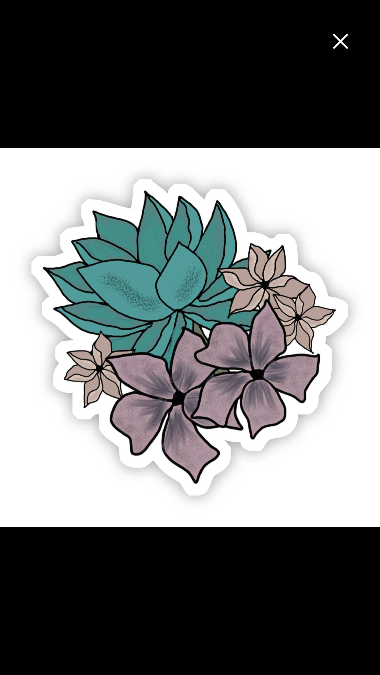Teal Floral Vinyl Sticker